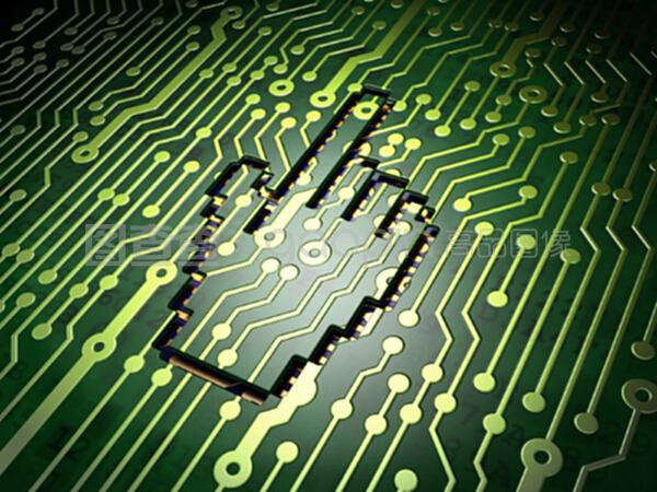 網(wǎng)絡(luò)開發(fā)概念鼠標(biāo)光標(biāo)在電路板背景